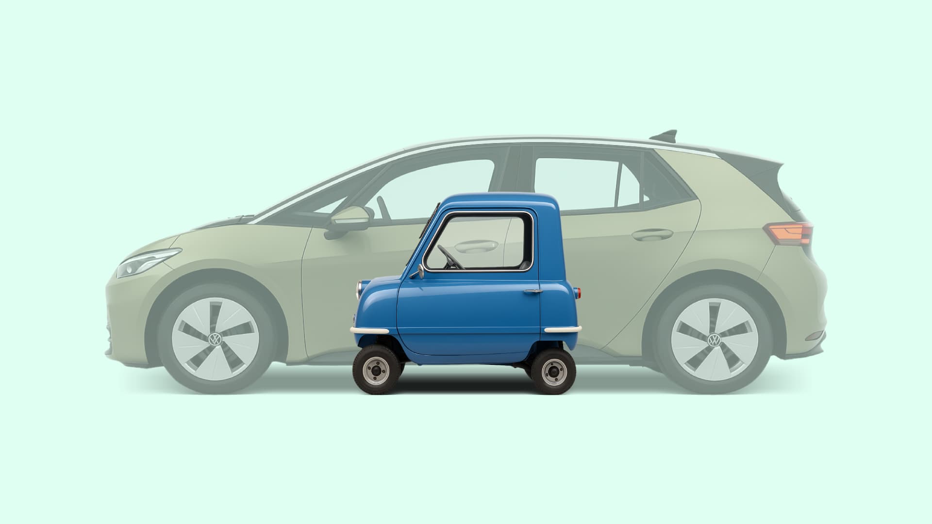 smallest-car-in-the-world-peel-p50-vs-golf-sandero-volkswagen-id-3