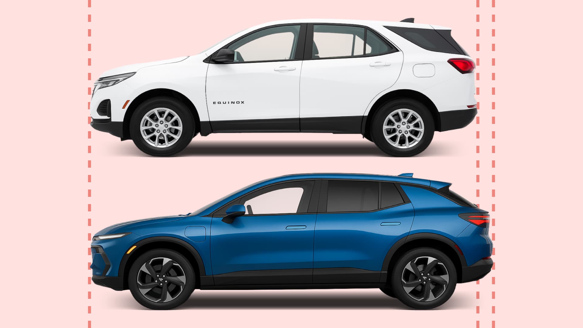Chevrolet Equinox vs Equinox EV overlaid size comparison