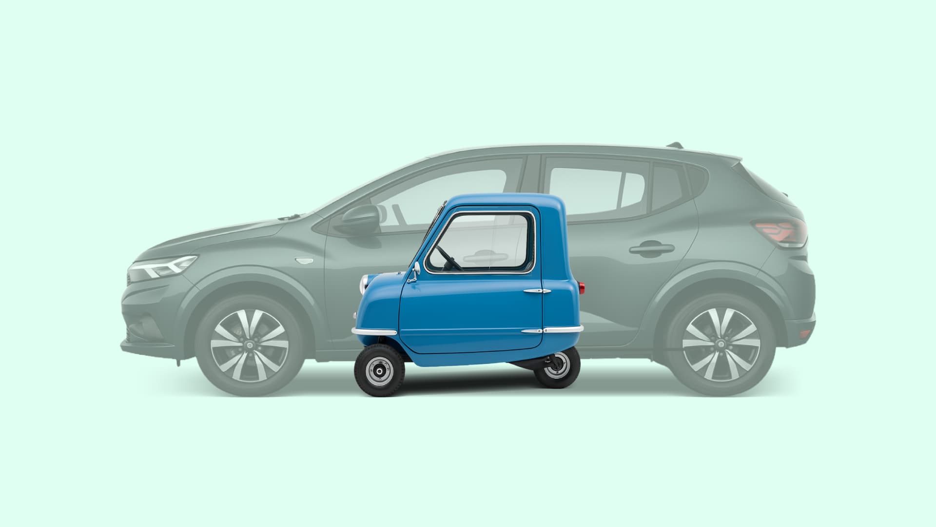 smallest-car-in-the-world-peel-p50-vs-golf-sandero-dacia-sandero