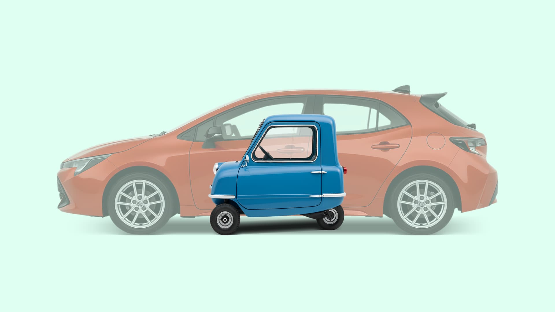 smallest-car-in-the-world-peel-p50-vs-golf-sandero-toyota-corolla-hatchback