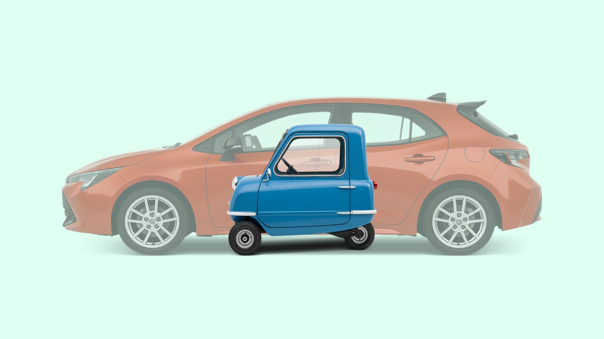 smallest-car-in-the-world-peel-p50-vs-golf-sandero-toyota-corolla-hatchback