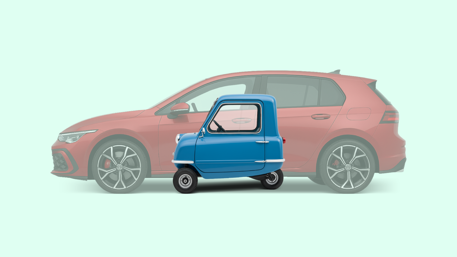 smallest-car-in-the-world-peel-p50-vs-golf-sandero-volkswagen-golf