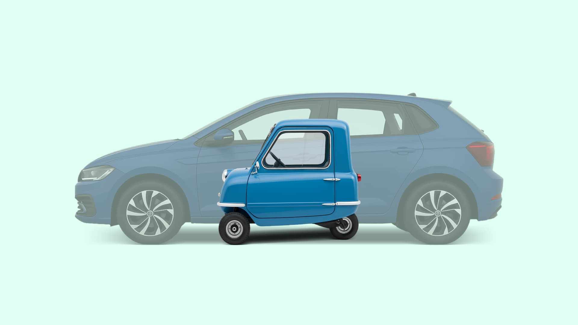 smallest-car-in-the-world-peel-p50-vs-golf-sandero-volkswagen-polo