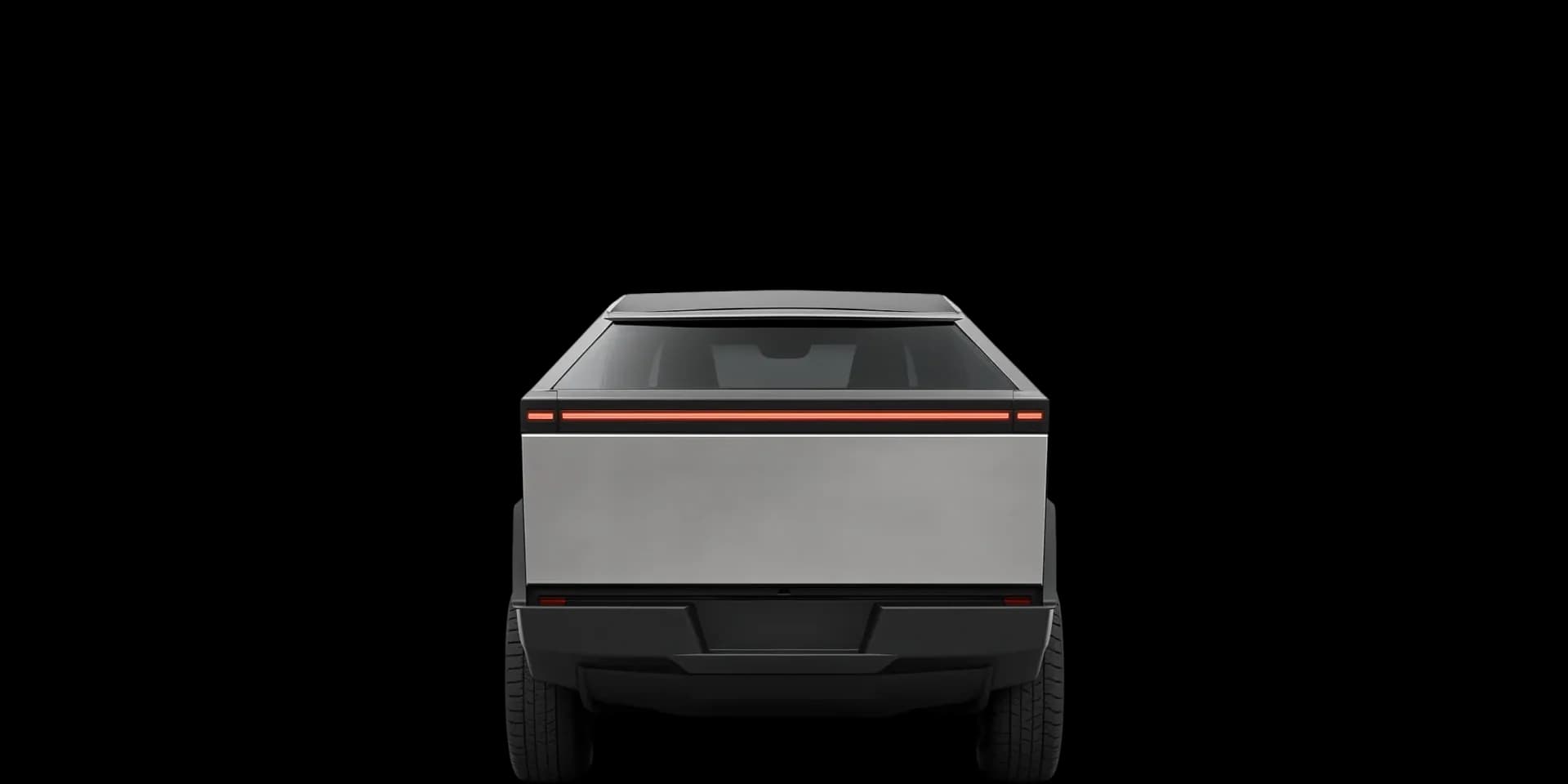 Rear view of the 2023 Tesla Cybertruck
